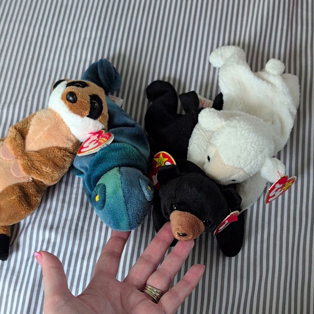 Ty Beanie Baby Bundle 4-Pack Vintage 1990s & 2010s NWT Animals Retro Plush Lot